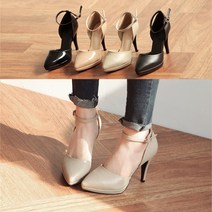 국내제작 여성 가보시 발목 스트랩 스틸레토힐 펌프스 구두 10cm