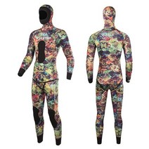 5미리슈트 잠수복 다이빙 camouflage wetsuit 3mm 5mm long sleeve fission hooded 2 Pieces of neoprene for men, 3mm 홍조류, XL