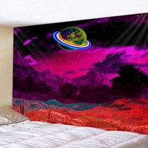 은하수 밤 하늘 태피스트리 달 별이 빛나는 풍경 보헤미안 사이키델릭 홈 거실 침실 장식 버드와이, 07 300x200cm, 16 적포도주