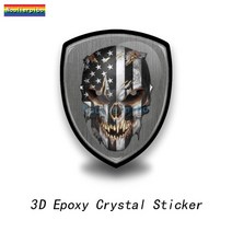 3D 크리스탈 탑 스티커 미국 해골 비닐 데칼 바이크 오토바이 헬멧 자동 실리콘 부품 허브 캡 노트북 범프 효과, [01] 빨간, [03] diameter 10cm, [03] 10 piece