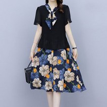 브이너스 홀릭 플라워 타이 플리츠 블라우스 믹스 원피스