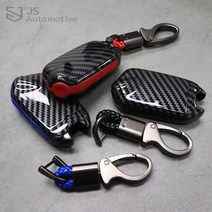 JS automotive 모하비더마스터 스마트키 케이스 키커버 원격시동 홀더 지갑 열쇠고리 가드 흠집방지 튜닝 인테리어 용품, 본품_블랙/키링_블랙