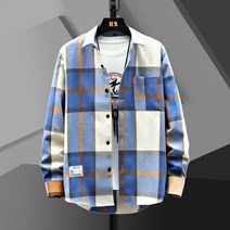 슬림핏 체크 셔츠 원포켓 캐주얼 남방