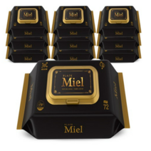 Miel 블랙 양방향엠보싱 72매 캡형 10팩 유아물티슈, 3box, 10입