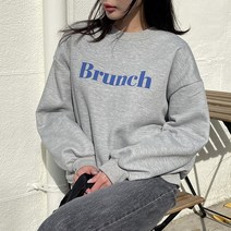 쉐얼유 여성 브런치 나염 기모 오버핏 맨투맨