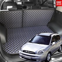 GMZMOTORS 뉴카렌스 퀼팅 가죽 3D 트렁크매트 풀셋트, 블랙