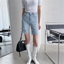 셀러허브 패션 여자 슬림 스판 찢청 빈티지 반바지 데님팬츠