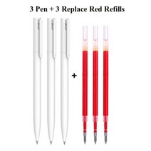 원래 Xiaomi 펜 쓰기 부드러운 빛 Mijia 프레스 코어 교체 리필 블루 레드 블랙 0.5mm 비즈니스 롤러 볼펜, 3pen 3red refills