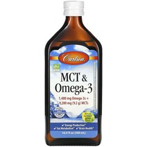 칼슨 연구소 MCT 오메가3 레몬 16.9 FL OZ(500 ML), 1개, 기본