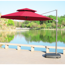 초대형파라솔 신호등 옥상 사각 방수 대형 파라솔, 3M 원형 레드색+물통