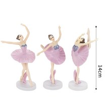 발레리나 케이크토퍼 무용수 피규어 생일 케이크 장식 공연 콩쿨 발표회 합격 입상 축하, 핑크 PVC 3종 발레리나