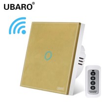 UBARO EU 무선 원격 제어 스위치 블랙 럭셔리 크리스탈 유리 패널 스마트 홈, 10 LG-JW1-YF