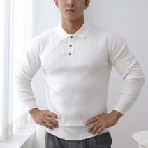 보스트핏 남성용 머슬핏 골지 단추 카라넥 긴팔 니트