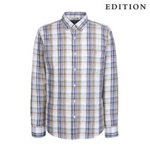 에디션 남성 올리브그린 마혼방 체크 패턴 셔츠