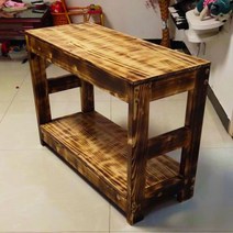 원목 받침대 선반 어항 수족관선반 2단 다이, 탄화된 110x50x70