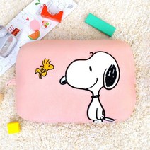 스누피 캐릭터 다용도 쿠션 38x27cm 핑크