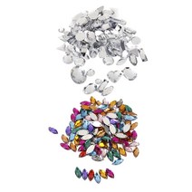 GHSHOP 200pcs 혼합 아크릴 크리스탈 라인 석 플랫 백 단추 DIY Embellishments, 설명, 멀티