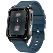 Lsmartlife E90 심전도 스마트워치 한국어 지원 ECG PPG 체온 혈압 심박수 산소포화도 측정기능 IP68방수, 블루 실리콘