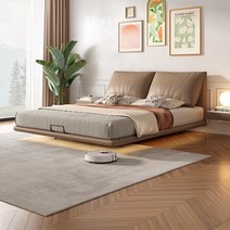 엔틱 킹 퀸사이즈 가죽 침대 프레임 더블 라이트 럭셔리 모던 침실 침실 헤드 G 40, 1500mmx1900mm, 나파가죽 + 램프가 있는 수입라텍스매트리스, 뼈대