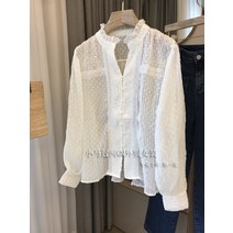 레이스브라우스 할인점 상점 철회함 여성의류 마름질 프렌치 상패 자수 패치워크 주름 넥셔츠 2994090925