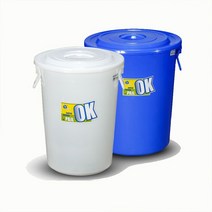 플라스틱통 말통 대형 물통 쓰레기통 드럼통, 50L 화이트+덮개