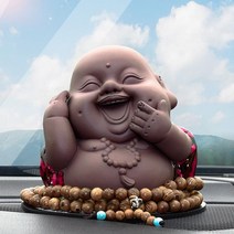 SAMARA 자동차 장식품 백자 미륵불상 4종택1, 불상+염주+밑판