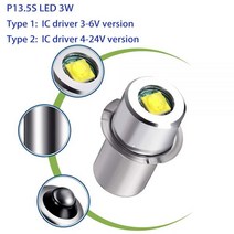 Ryobi 전구 P13.5S 랜턴 Maglite 라이트 교체 LED Milwaukee Maglit PR2 변환 토치 조명 장인 키트 램프 작업, 10pcs Lot_P13.5S 3W (4-24V)