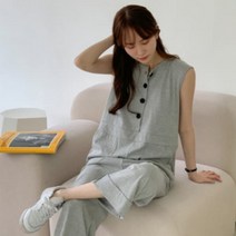 기타 바보사랑[디작소]여성 오나드 롤업 버튼 민소매 점프수트