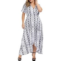 빅사이즈 여성 롱 원피스 맥시 드레스 V 넥 여름 캐주얼