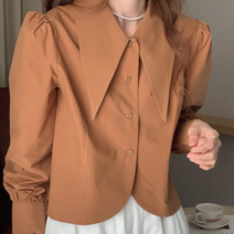 와이알유디 공주풍 뾰족카라 사계절 블라우스 면100 셔츠