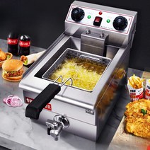 핫도그 튀김기 소형 치킨 돈까스 대용량 감자튀김 튀기기, 단일 실린더 전기 가열 10L (타이밍 모델)