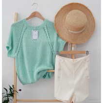 대바늘 데일리앤 탑다운 꽈배기 반팔 풀오버