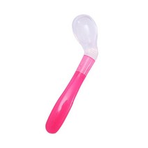 아기 부드러운 실리콘 스푼 캔디 색 온도 감지 숟가락 어린이 음식 아기 먹이 요리 피더 어플 라 이언 스|Utensils|, red spoon with fork_프랑스, 한개옵션1