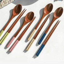 우드 컬러 원목 수저 감성사진 주방 사진 촬영소품 수저세트 경품 예쁜, 코코 케일 4인 수저set