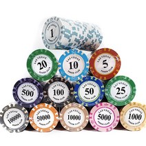 [제일프라자]국제규격 마카오 카지노칩 포커칩 세트, 03_데칼크레이 카지노칩_20P 블루(50)