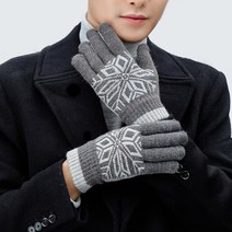 남성니트장갑 스마트폰 터치 털 방한 기모 겨울 눈꽃 장갑