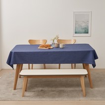 룰루홈 린넨 방수 식탁보 테이블보 (130x240), 8인 (130 x 240 cm), 네이비
