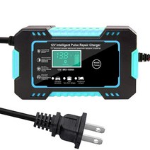 EAFC 자동차배터리충전기 배터리재생기 자동차 배터리 충전기 12V 6A 터치 스크린 펄스 수리 LCD 오토바이, 01 US Plug