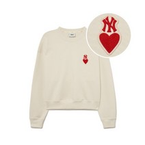 MLB 엠엘비 여성 하트 크롭 맨투맨 NY D.Cream 3FMTH0134-50CRD