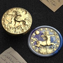 실링왁스 스탬프 세트 씰링 헤드 다이어리 봉인도장 청접장 밀랍인장 별자리 인감 양각 카드 봉투 청첩장 선물 포장, sagittari (3d)