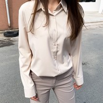 티데일리 데일리 링클 프리 셔츠 여성용 무지 루즈핏 블라우스