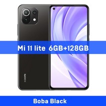 글로벌 버전 Xiaomi Mi 11 Lite 64GB128GB NFC 4G 스마트폰, 미밴드 6 추가, 6GB 128GB 블랙