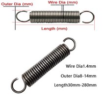 오픈 후크 장력 스프링 풀백 코일 연장 외풍 와이어 직경 1.4mm 다양한 크기 1 개, 18 300mm_01 1.4mm_07 14mm