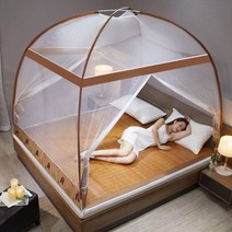 모기장텐트 1초 완성 원터치 접이식 브라운, 200cmX150cmX150cm