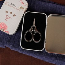 원단 재단기 전동 칼 6cm 미니 레트로 포켓 가위 골동품 실 커터 빈티지 가위 자수, Gray