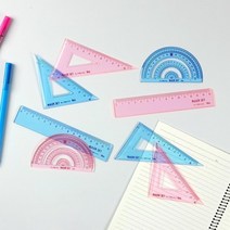 아이비스 삼각자 각도기 직자 세트 측정 제도 준비물, 블루