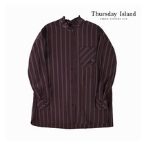 [백화점매장 정품출고] 써스데이아일랜드 블라우스 [Thursday Island] 여성 오버핏 스트라이프 셔츠 블라우스(T206MBL140W)