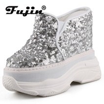 Fujin 여성용 합성 가죽 플랫폼 웨지 히든 힐 여성 캐주얼 패션 여름 샌들 슬리퍼 뮬 신발 14cm