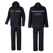 트라오 바이크 우의세트 우비 비옷 블랙, 블랙 XL