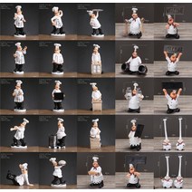 인테리어 주방장 인형 할아버지 요리사 셰프 피규어 장식 소품, 레드 세트 13